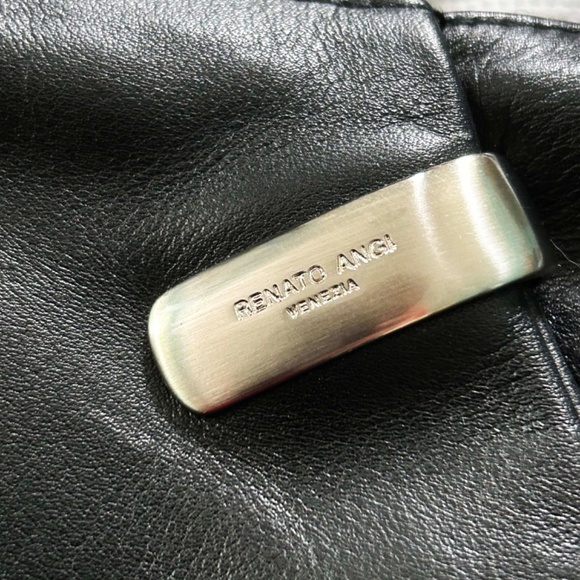 SHOULDER BAG, RENATO ANGI VENEZIA, MADE IN ITALY, SOFT CALF LEATHER, BLACK, TOP - Picture 2 of 13